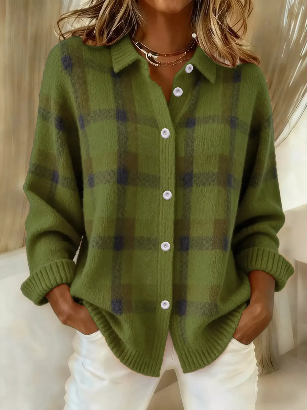 Plaid Button-Up Cardigan | STAHlin RADIANCE