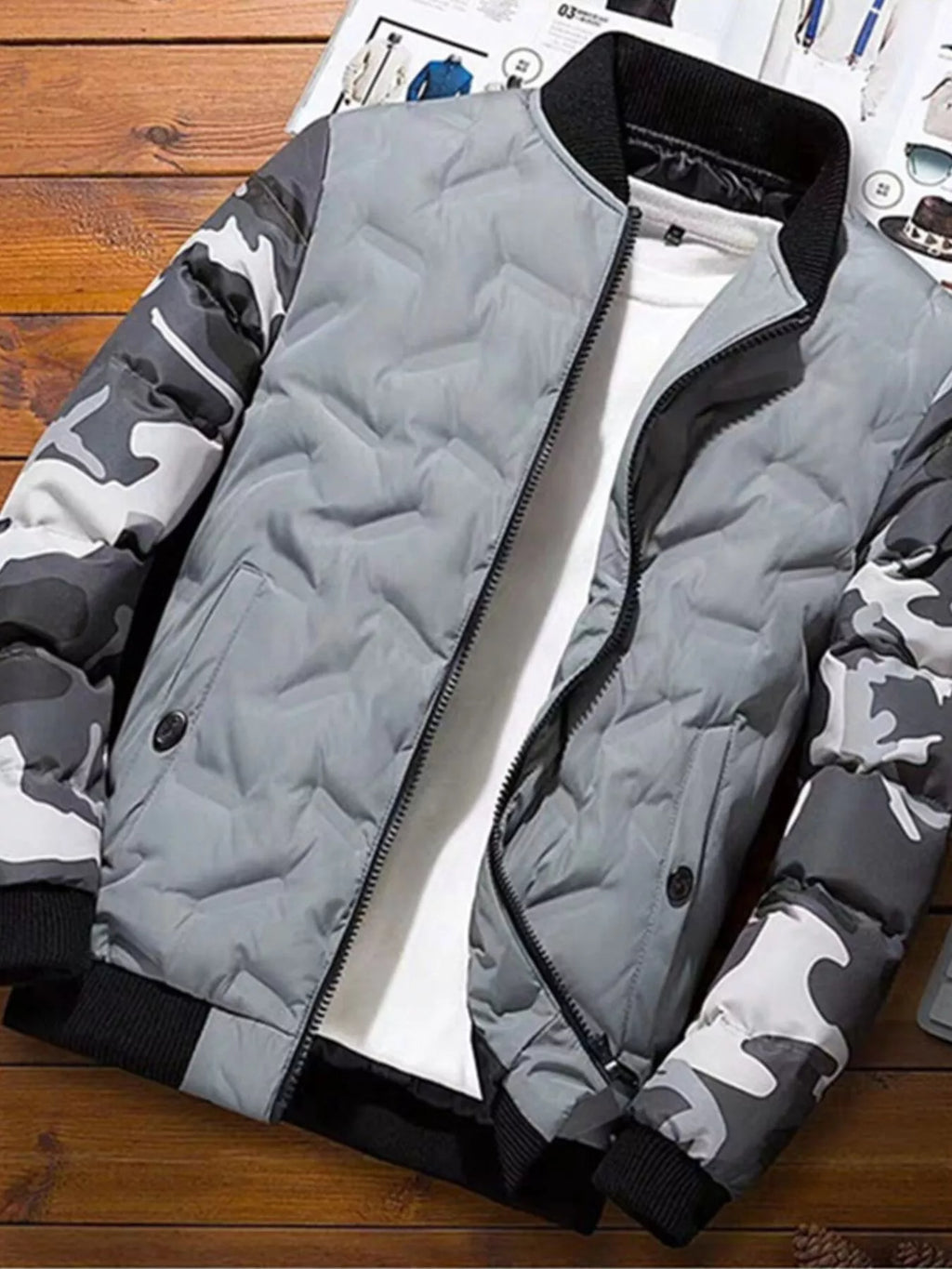 Men's Full Size Camouflage Padded Bomber Jacket Plus Size | STAHlin RADIANCE