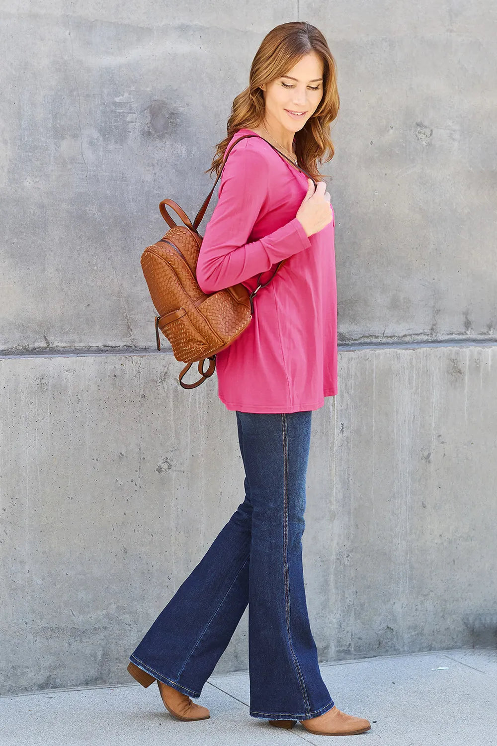 Basic Bae Full Size V-Neck Long Sleeve Top | STAHlin RADIANCE