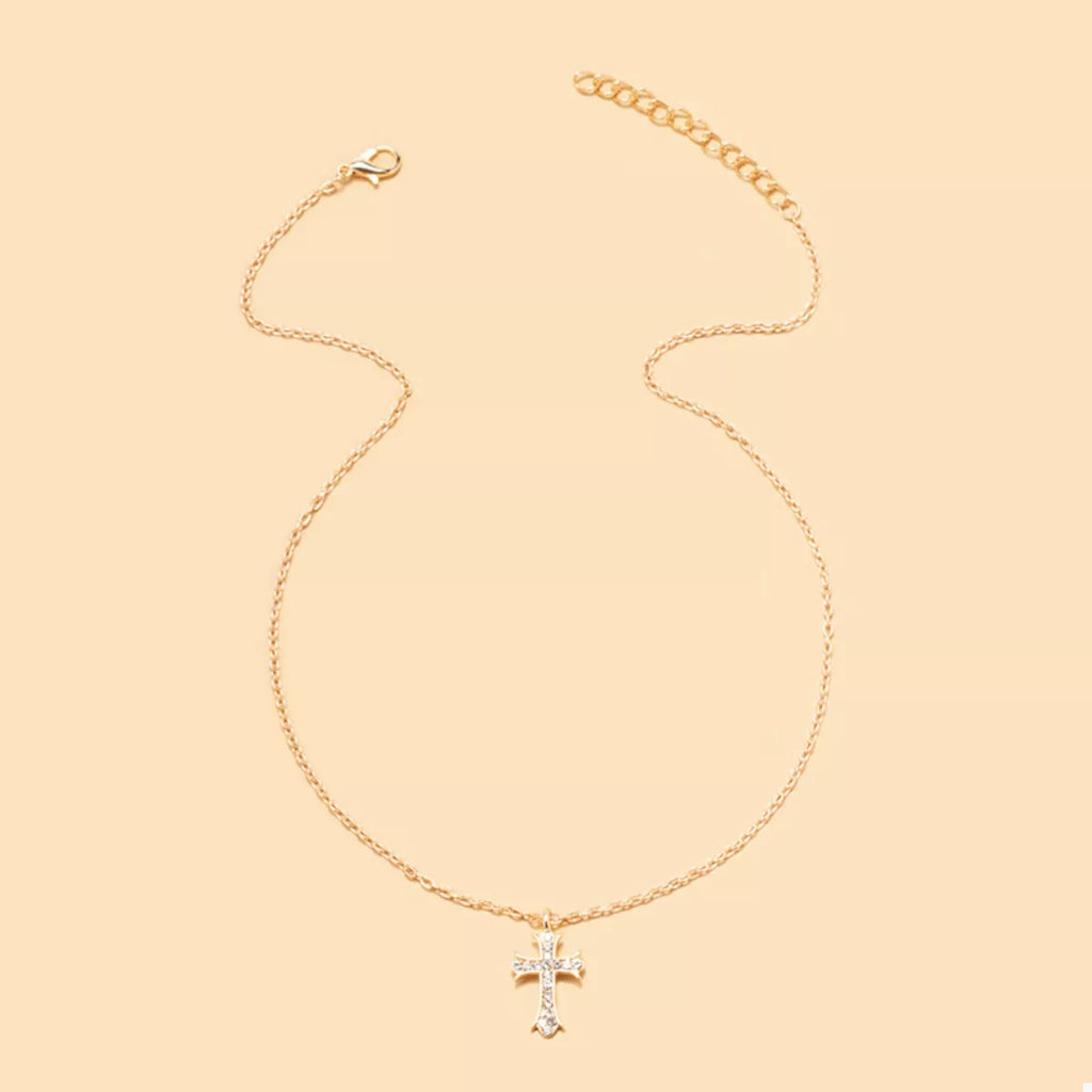 18K Gold-Plated Rhinestone Cross Necklace | STAHlin RADIANCE