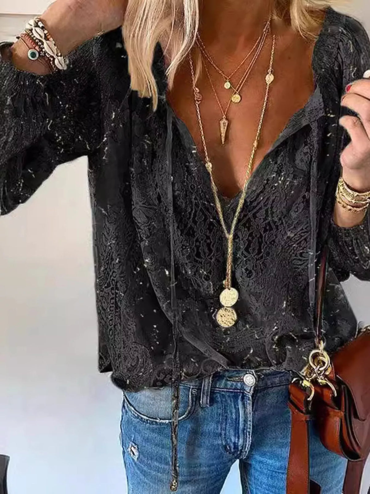 Lace Tie-Neck Blouse | STAHlin RADIANCE