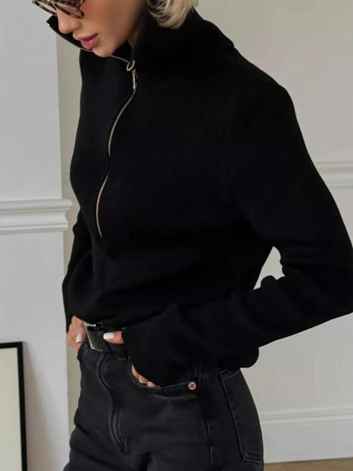 Ribbed Knit Quarter-Zip Sweater | STAHlin RADIANCE