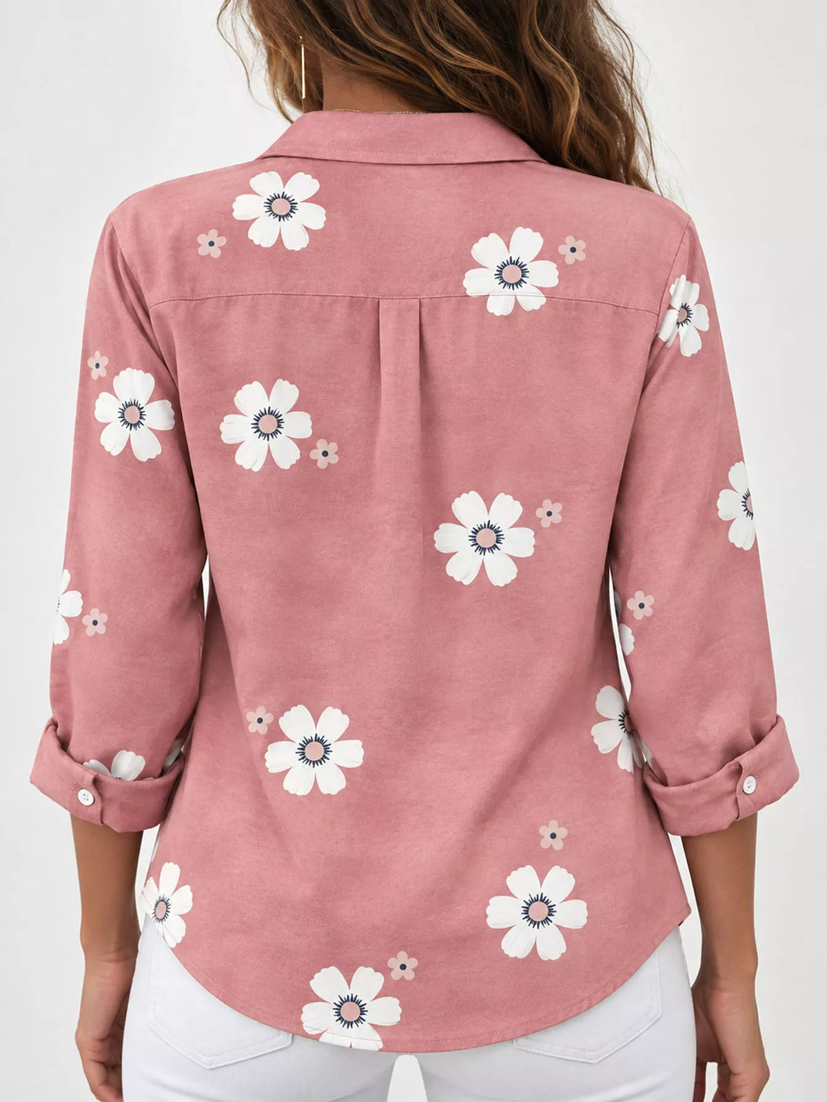 Full Size Floral Print Button-Down Casual Shirt Plus Size | STAHlin RADIANCE