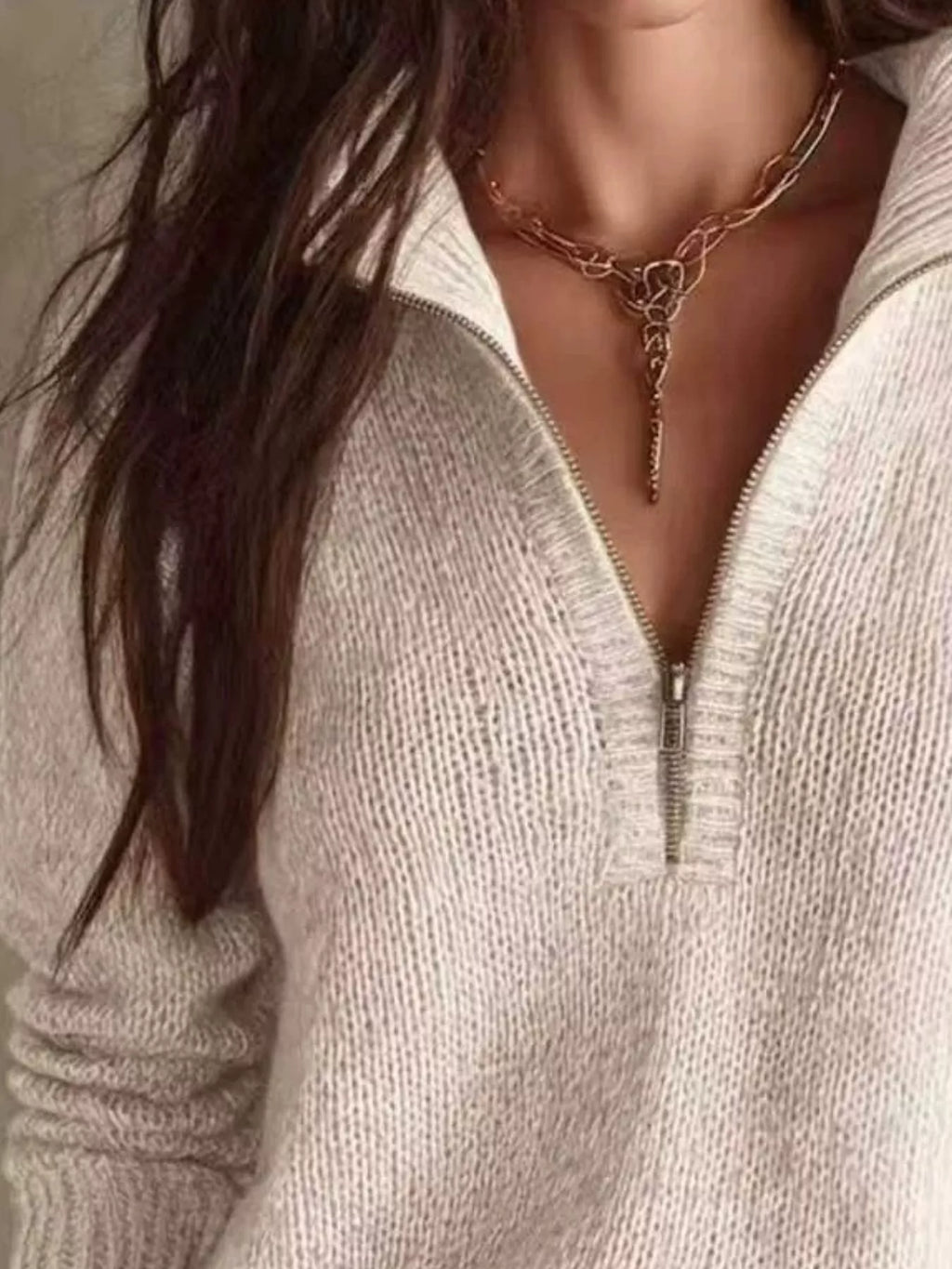 Half Zip Dropped Shoulder Sweater | STAHlin RADIANCE
