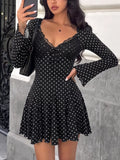 Polka Dot Lace Trimmed V-Neck Mini Dress | STAHlin RADIANCE