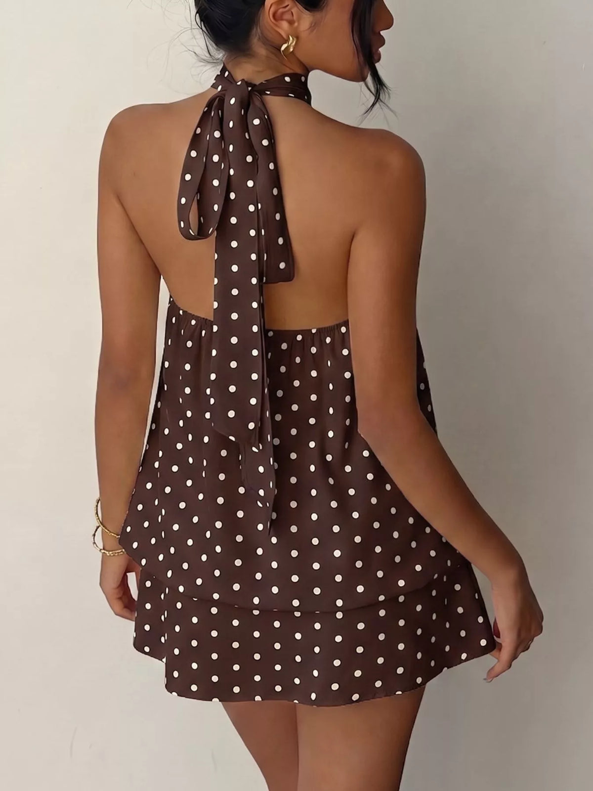 Polka Dot Halter Neck Mini Dress | STAHlin RADIANCE