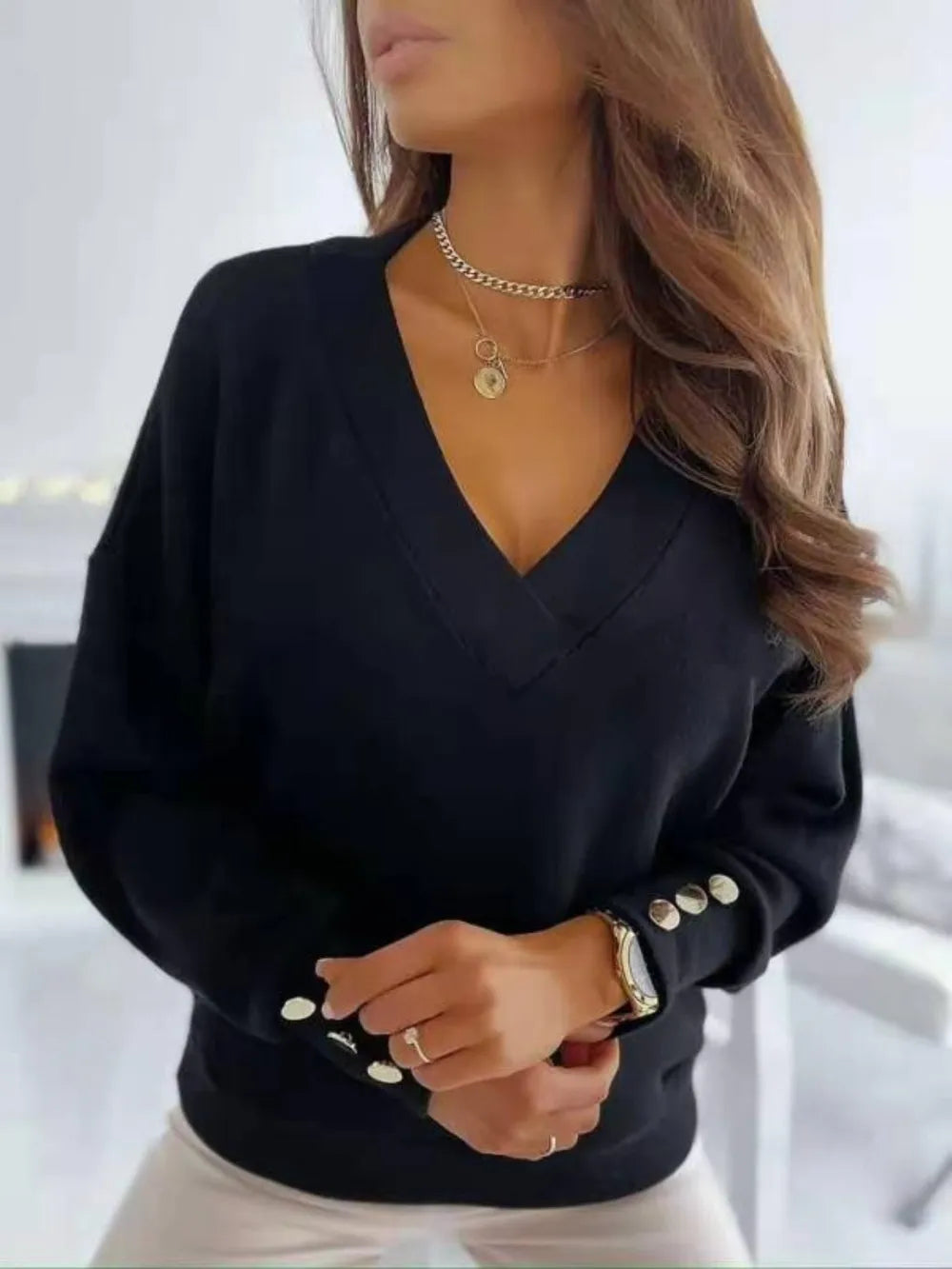 V-Neck Long Sleeve Sweatshirt | STAHlin RADIANCE