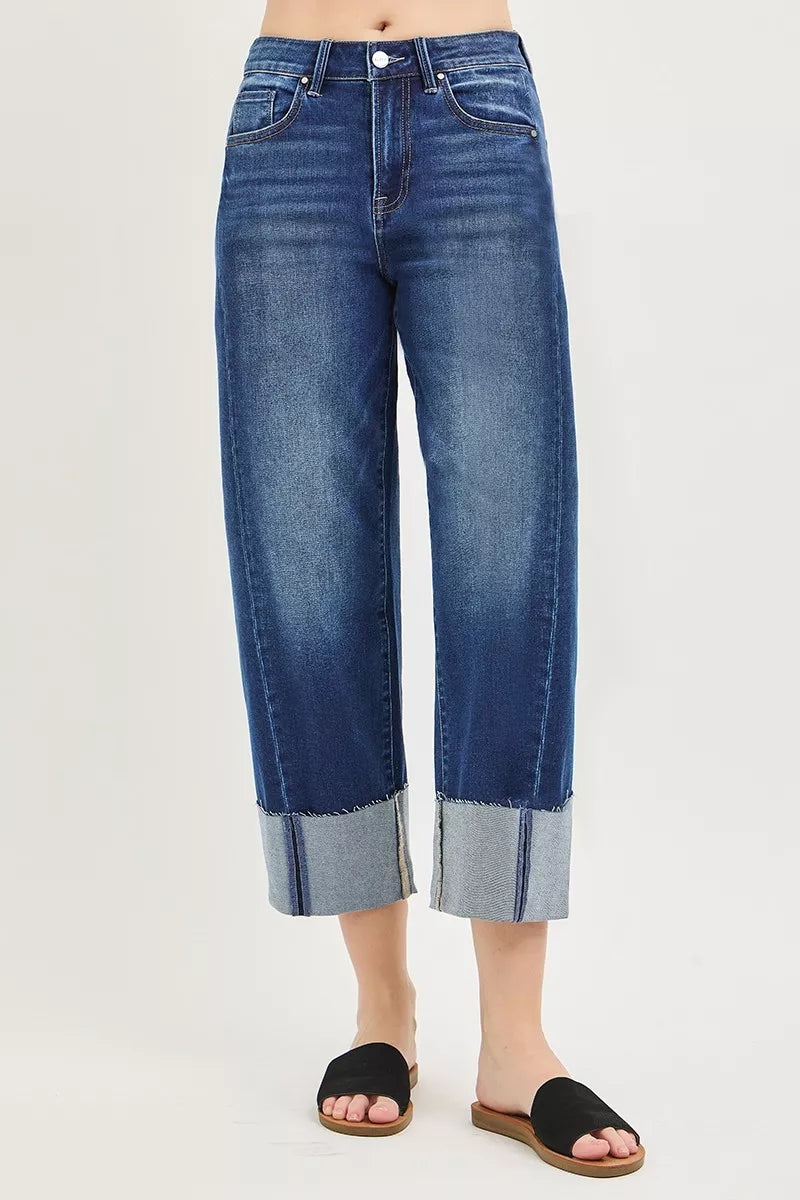 RISEN Full Size Slouchy Crop Barrel Cuffed Jeans Plus Size | STAHlin RADIANCE