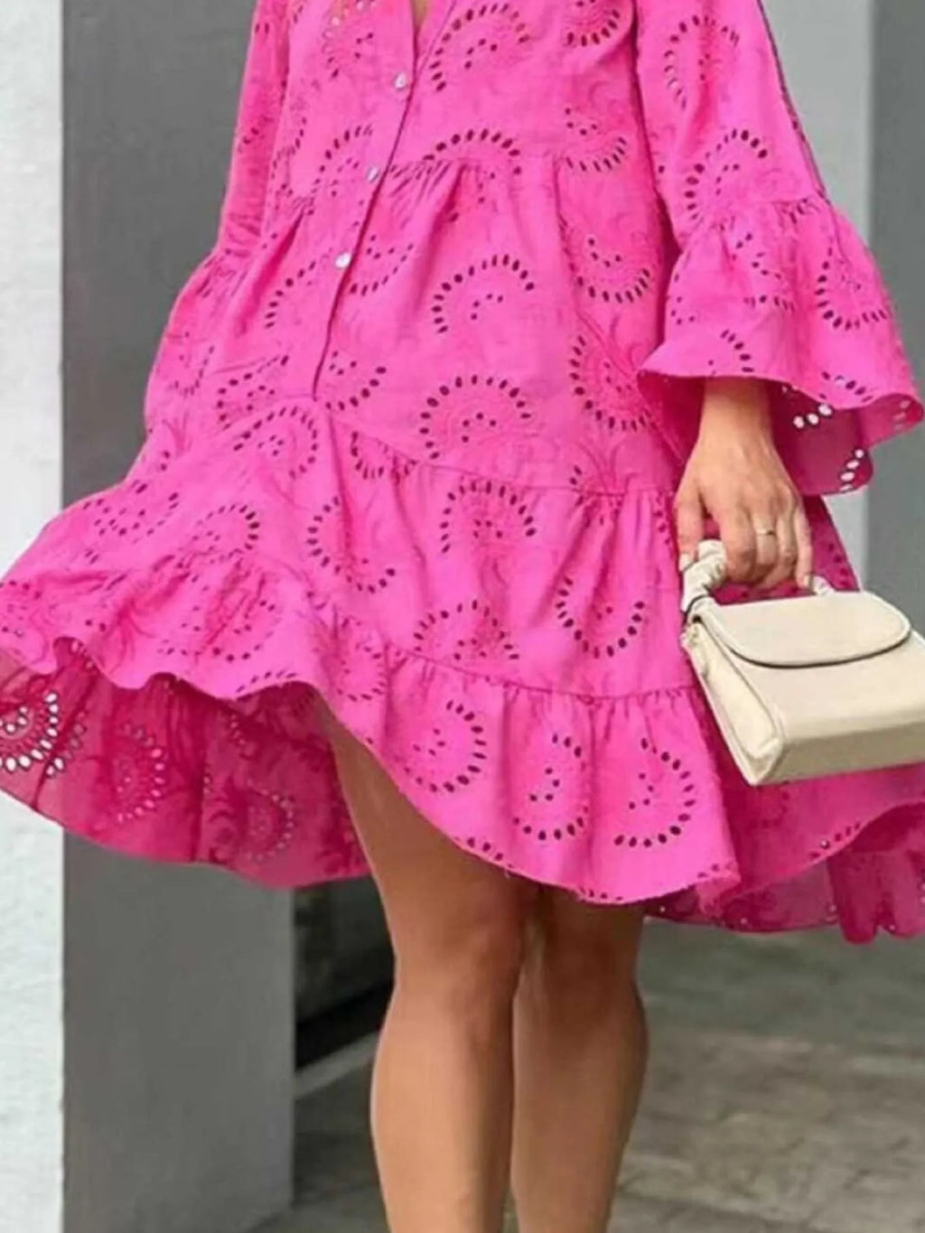 Full Size Eyelet Ruffled Hem Tiered Dress Plus Size | STAHlin RADIANCE