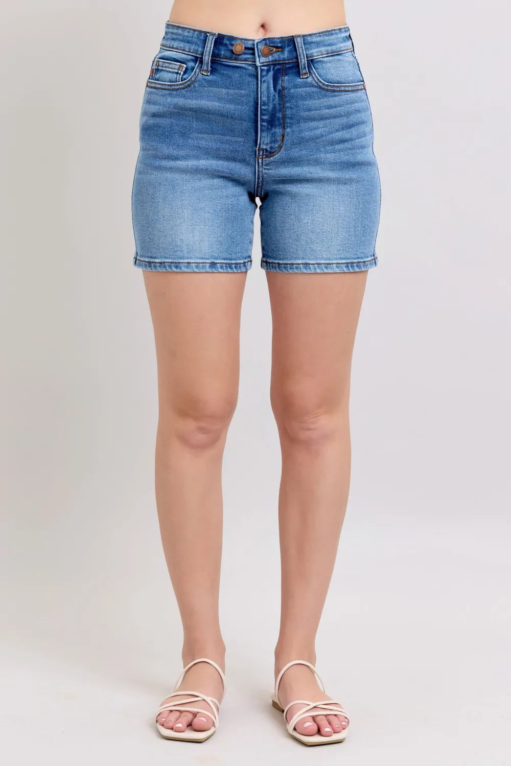 Judy Blue Full Size 2 Button Denim Shorts with Pockets Plus Size | STAHlin RADIANCE