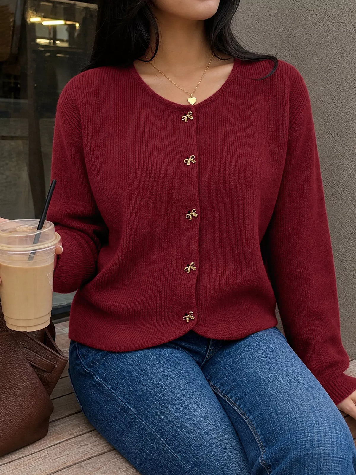 Bow Button Up Knit Cardigan | STAHlin RADIANCE