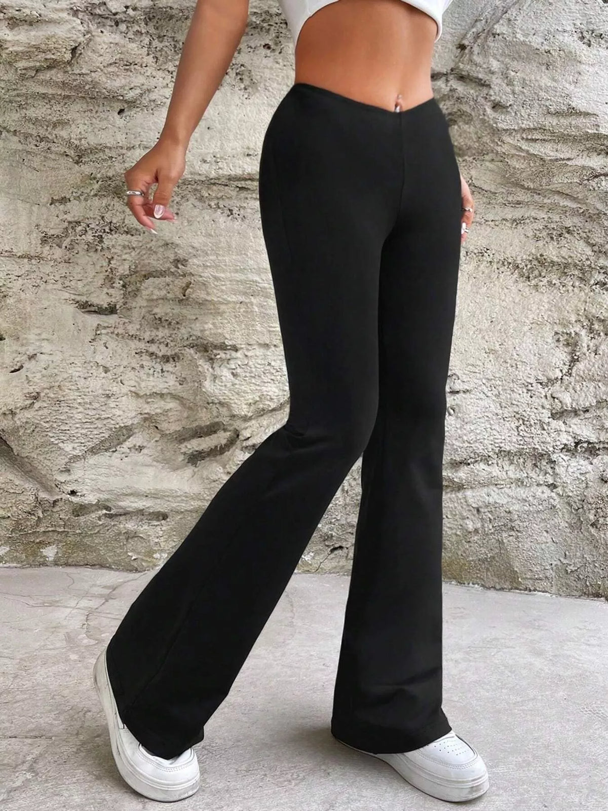 High-Waisted V-Cut Flare Leg Pants | STAHlin RADIANCE