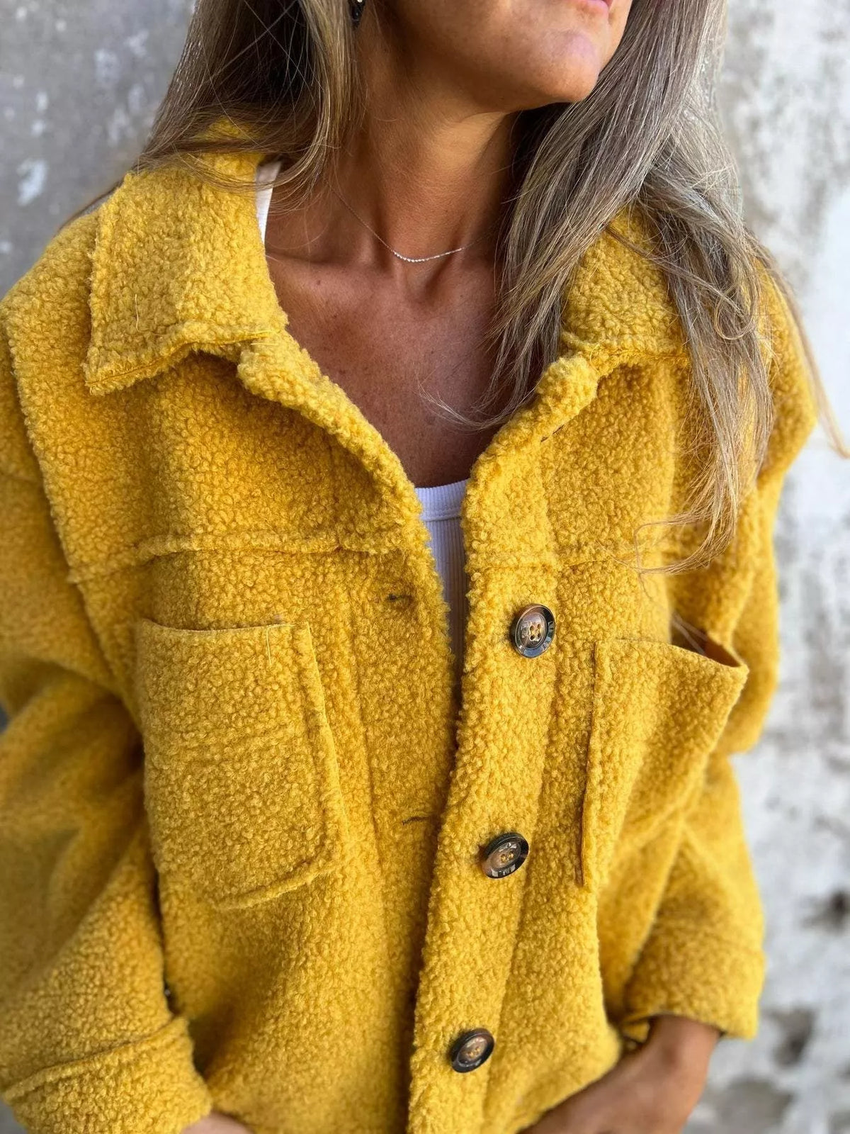 Full Size Single-Breasted Sherpa Shacket Plus Size | STAHlin RADIANCE