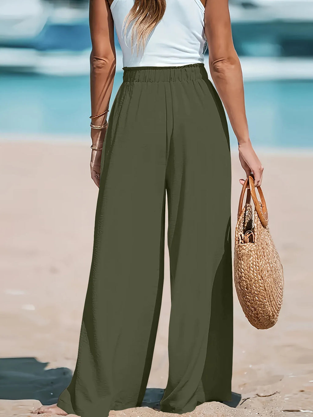 Full Size Drawstring Waist Wide Leg Pants Plus Size | STAHlin RADIANCE