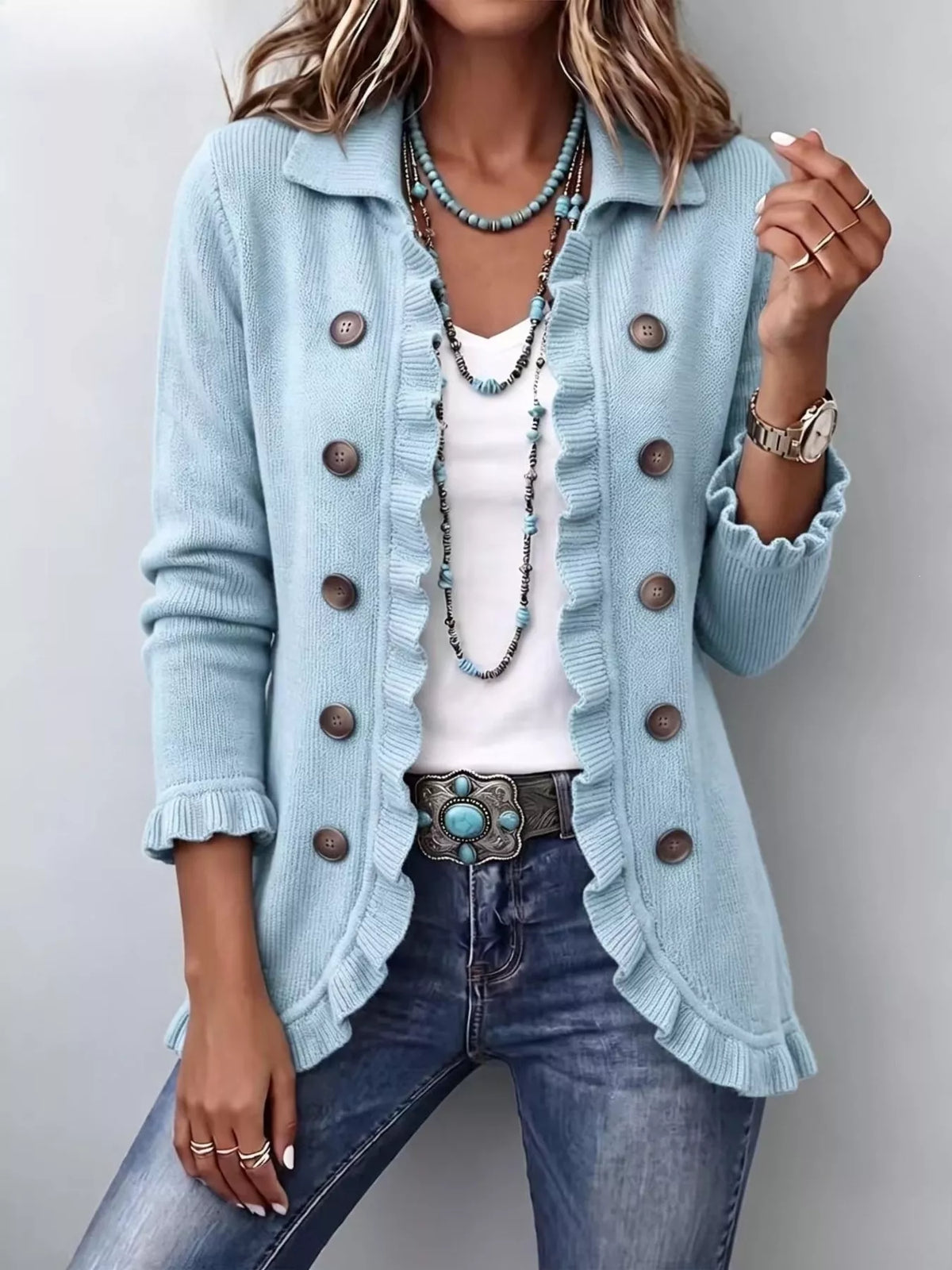 The Eloise Ruffle Cardigan | STAHlin RADIANCE