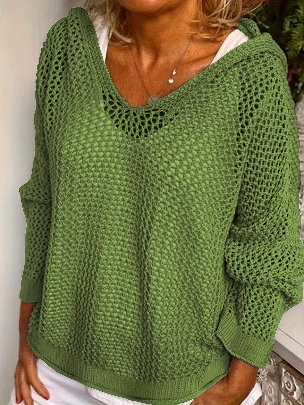 Openwork Long Sleeve Hooded Knit Cover Up | STAHlin RADIANCE