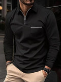 Men's Full Size Collared Neck Long Sleeve Polo Plus Size | STAHlin RADIANCE