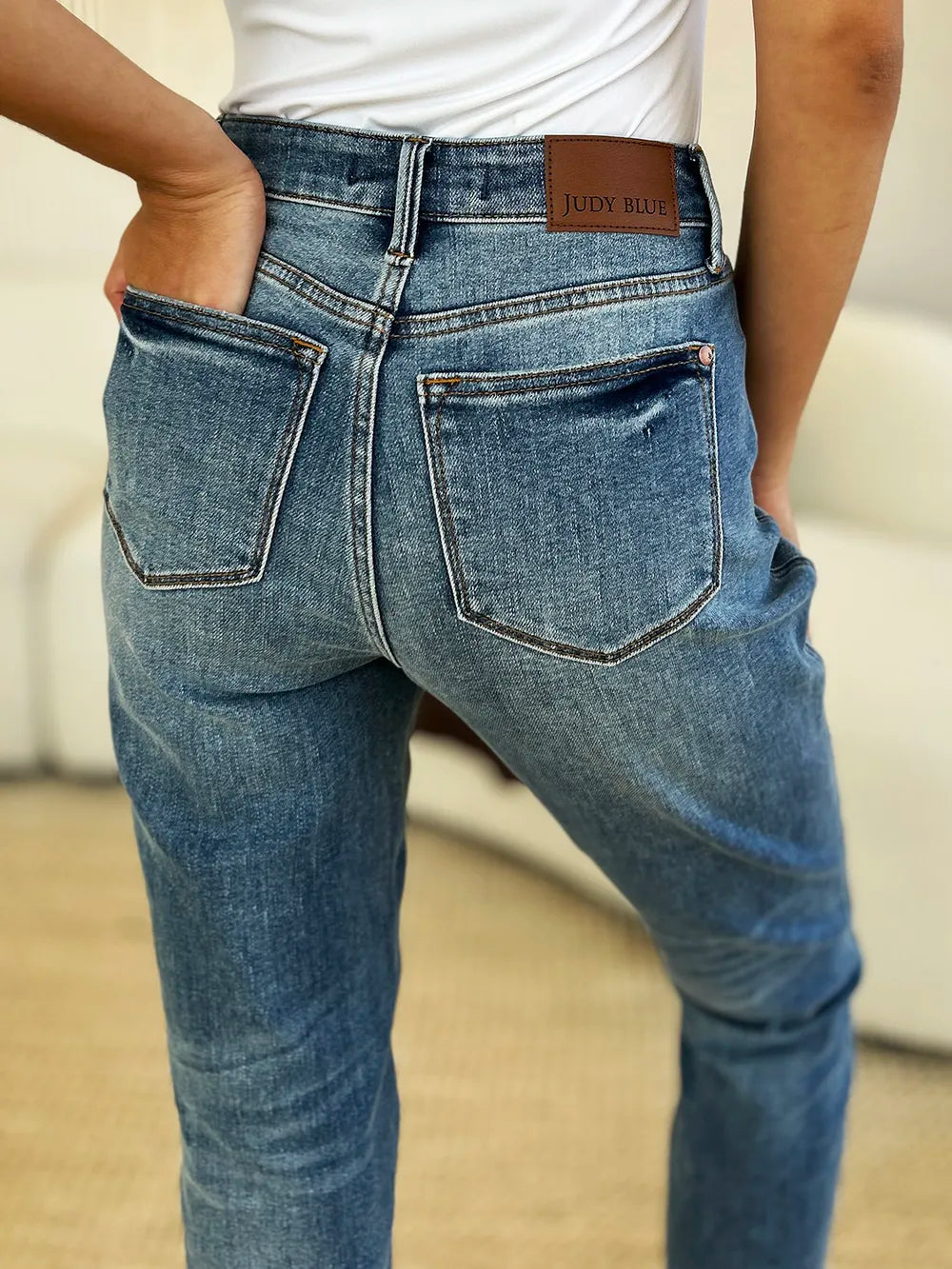 Judy Blue Full Size Mid Rise Rigid Magic Release Hem Jeans | STAHlin RADIANCE