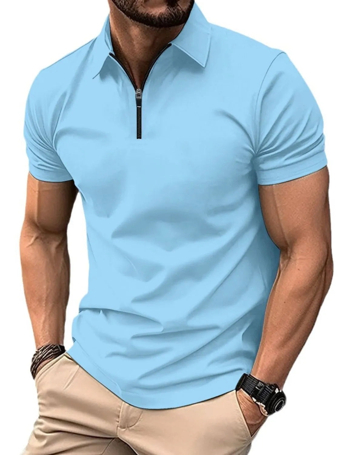 Men's Full Size Collared Neck Short Sleeve Polo Plus Size | STAHlin RADIANCE