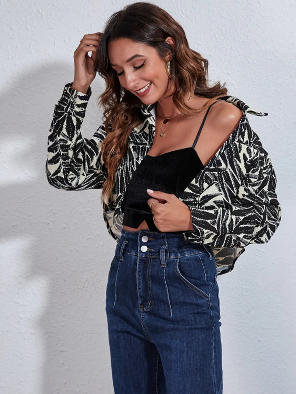 Button Down Printed Cropped Jacket | STAHlin RADIANCE
