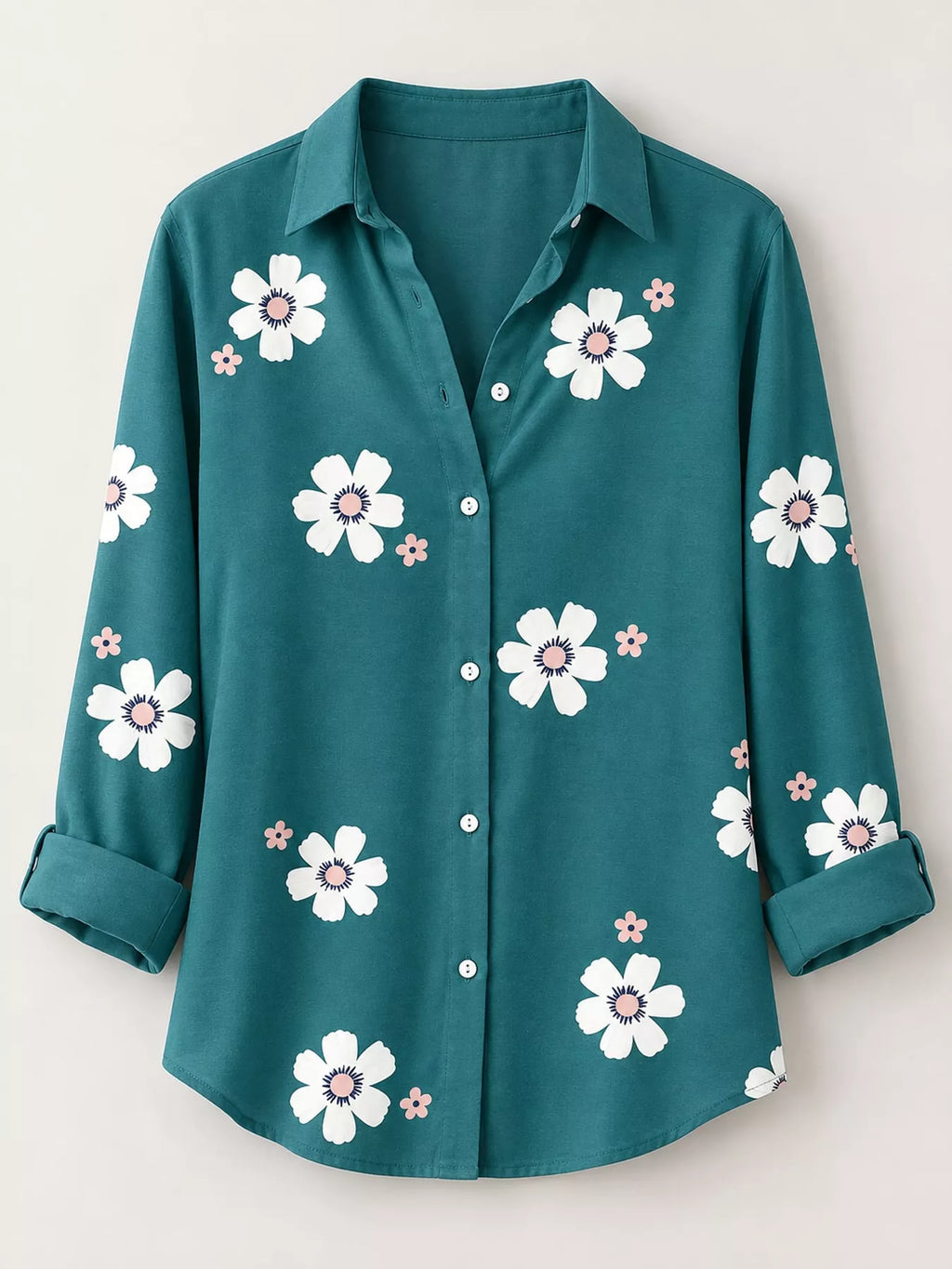 Full Size Floral Print Button-Down Casual Shirt Plus Size | STAHlin RADIANCE