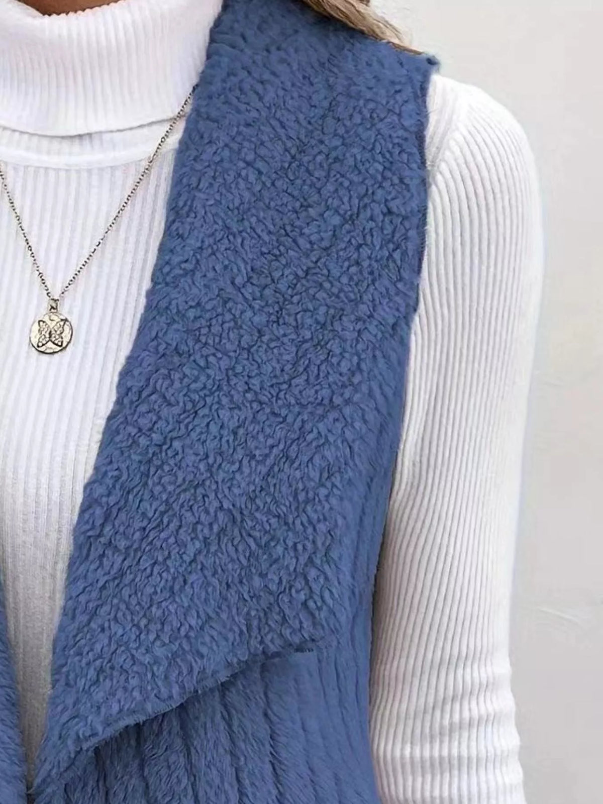 Cozy Fleece Open Front Vest Coat | STAHlin RADIANCE