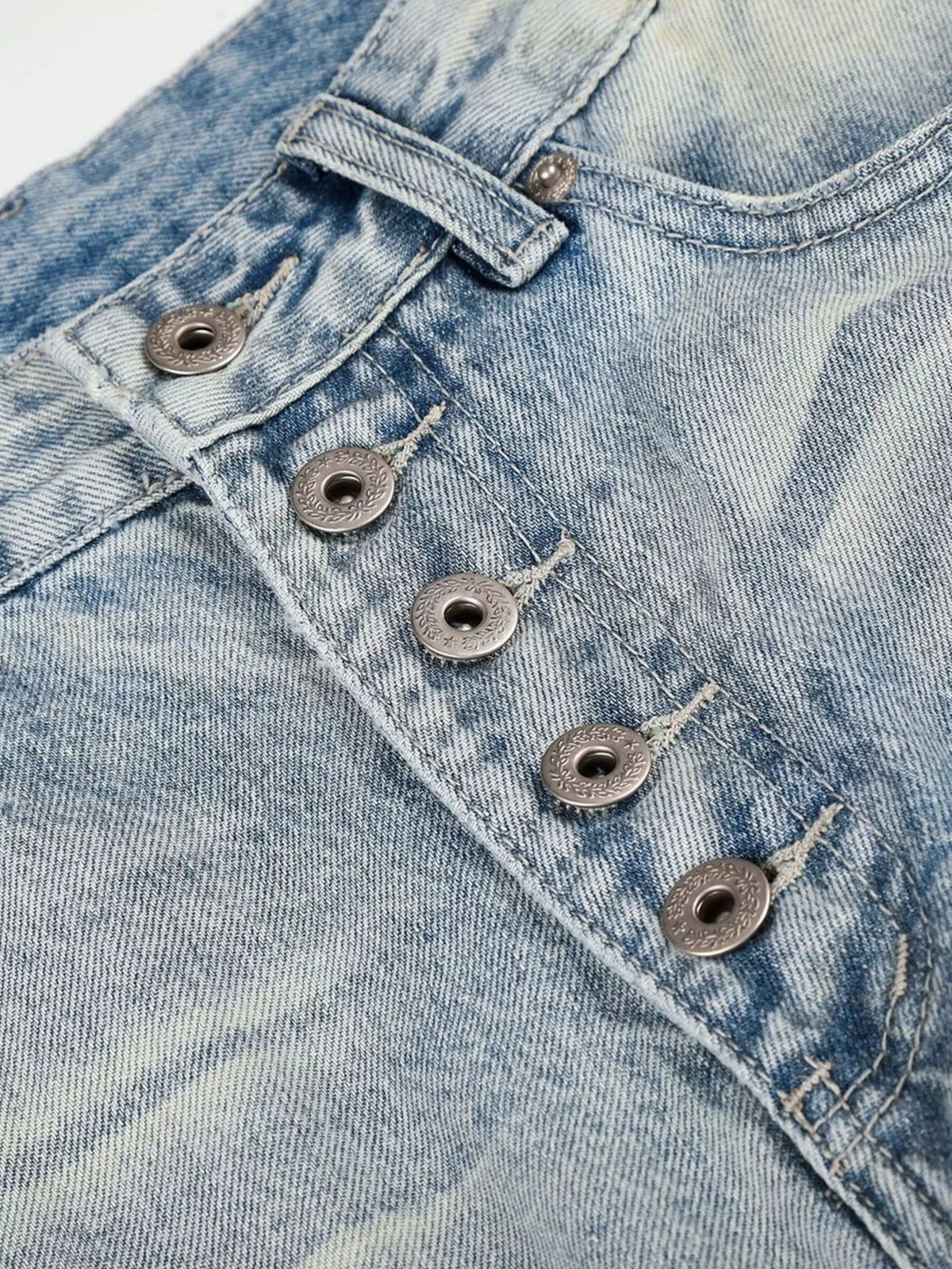 Men's High-Waisted Button-Fly Wide-Leg Vintage Washed Jeans | STAHlin RADIANCE