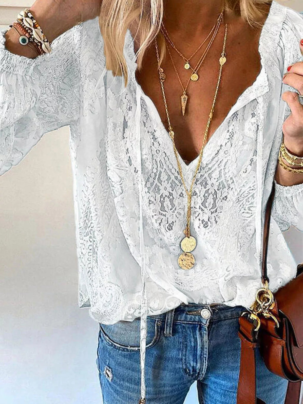 Lace Tie-Neck Blouse | STAHlin RADIANCE