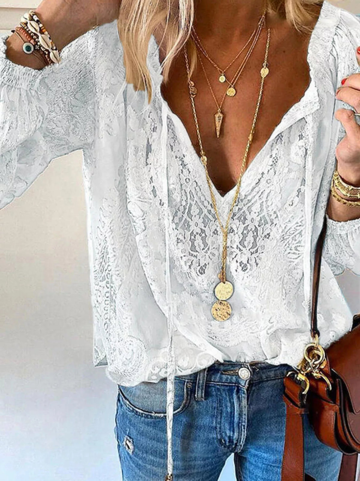 Lace Tie-Neck Blouse | STAHlin RADIANCE