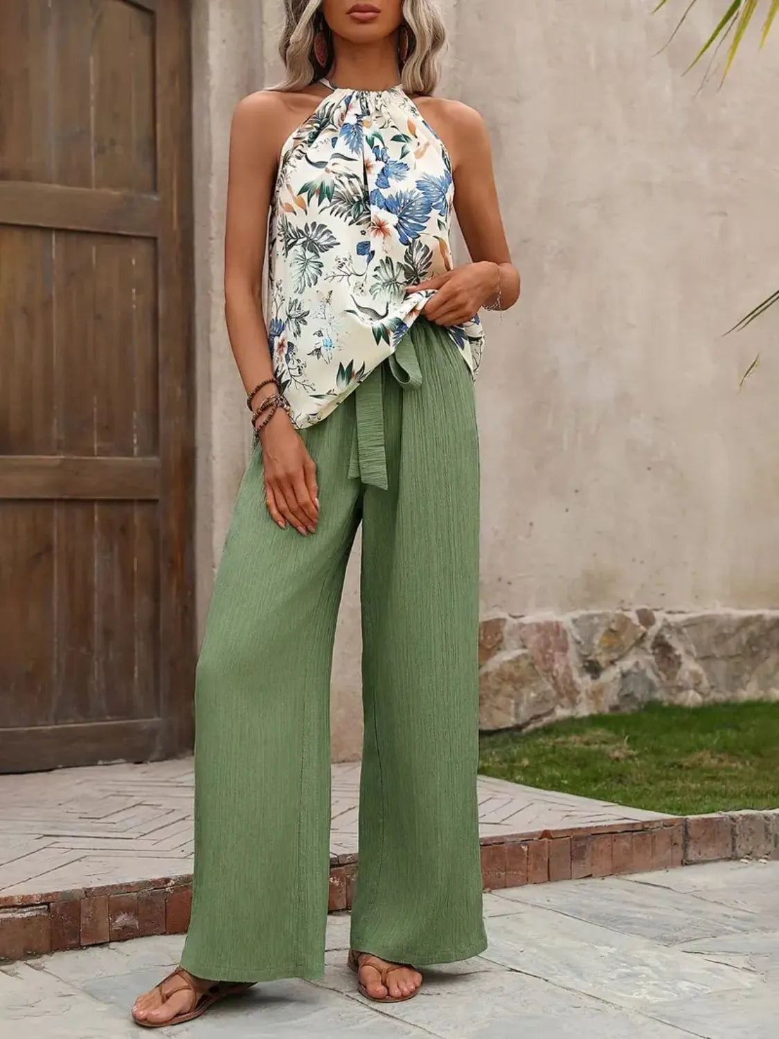 Printed Tank Top and Wide Leg Pants Set | STAHlin RADIANCE