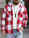 Men's Full Size Casual Plaid Hooded Shacket with Dual Chest Pockets Plus Size | STAHlin RADIANCE