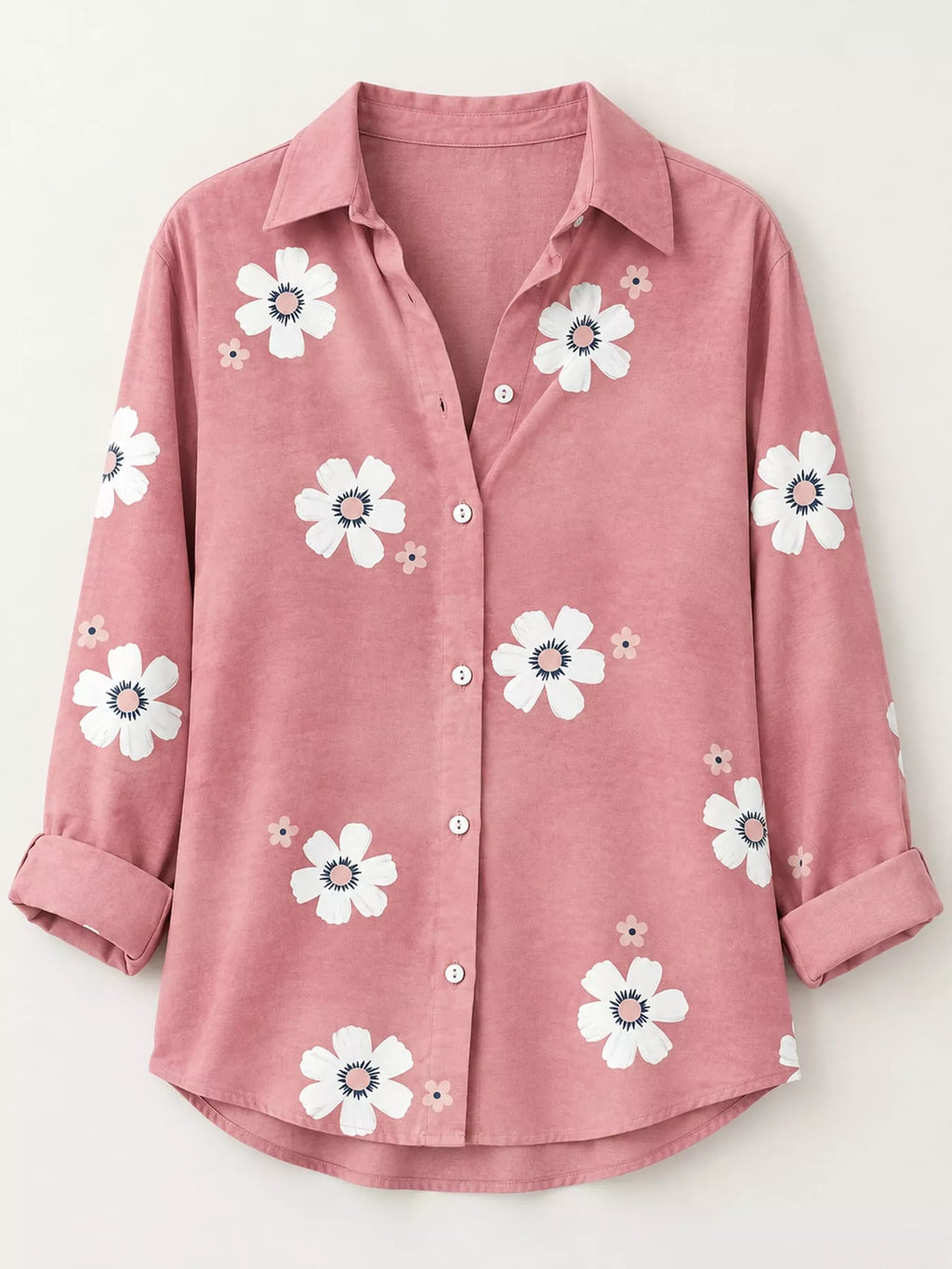 Full Size Floral Print Button-Down Casual Shirt Plus Size | STAHlin RADIANCE