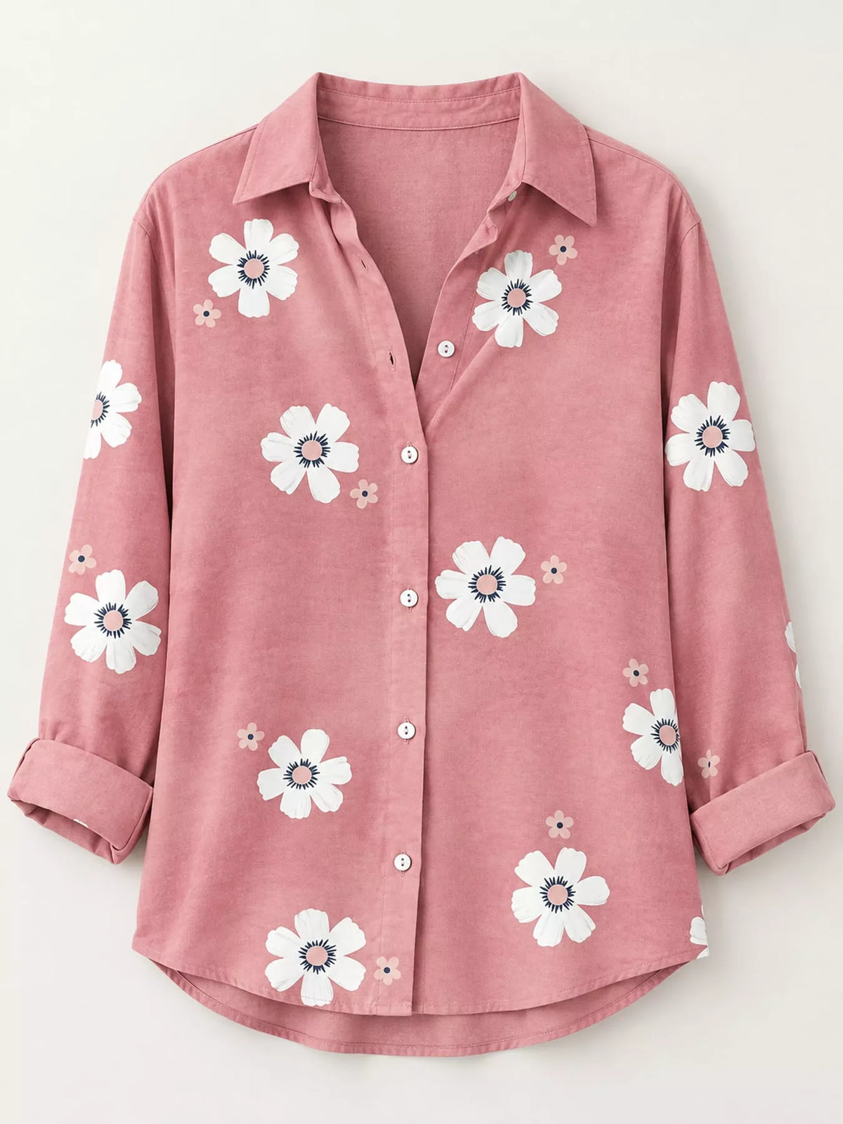 Full Size Floral Print Button-Down Casual Shirt Plus Size | STAHlin RADIANCE