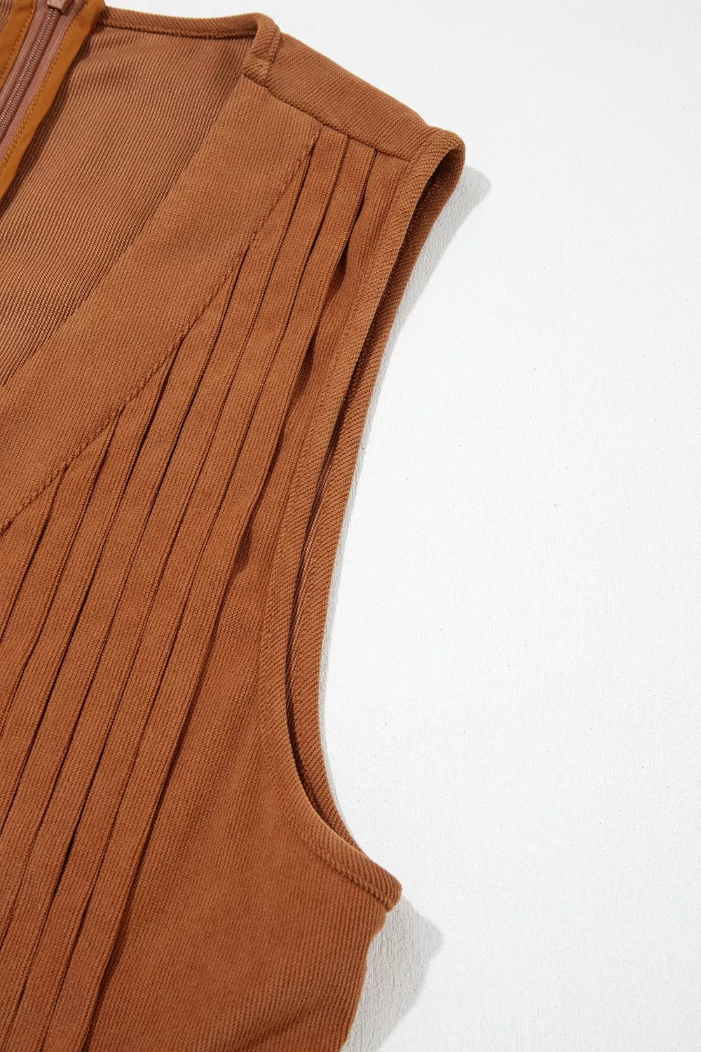 Solid Color Tie V Neck Sleeveless Corduroy Romper | STAHlin RADIANCE