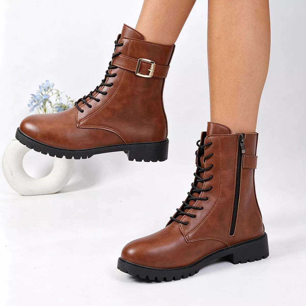 Round Toe Lace Up Boots | STAHlin RADIANCE