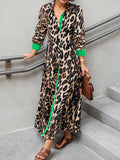 Leopard Print Long Sleeve Shirt Dress with Contrast Trim | STAHlin RADIANCE