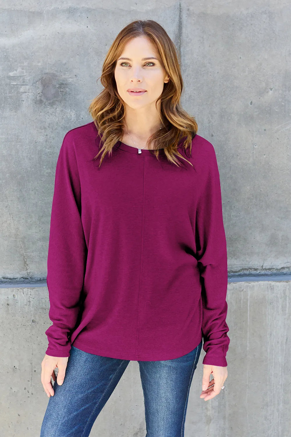 Double Take Full Size Round Neck Long Sleeve T-Shirt | STAHlin RADIANCE