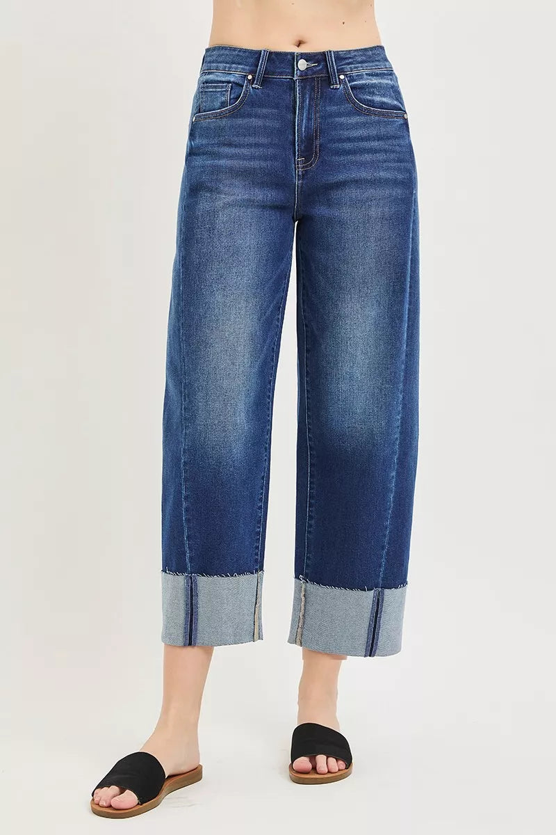 RISEN Full Size Slouchy Crop Barrel Cuffed Jeans Plus Size | STAHlin RADIANCE