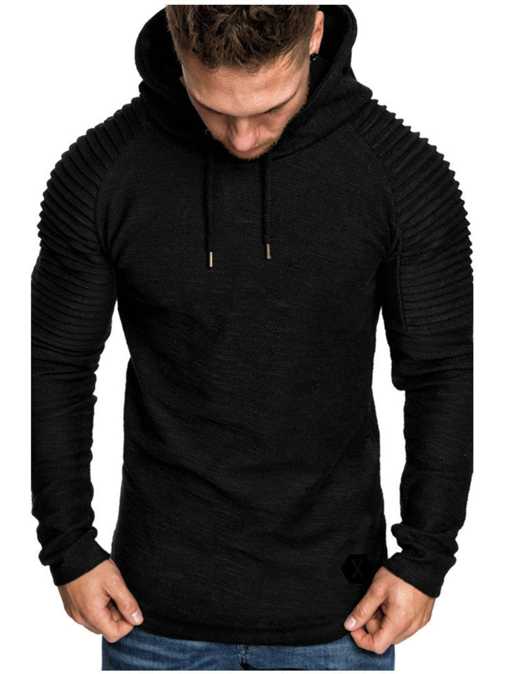 Men's Plus Size Slim Fit Ribbed Hoodie with Drawstring | STAHlin RADIANCE