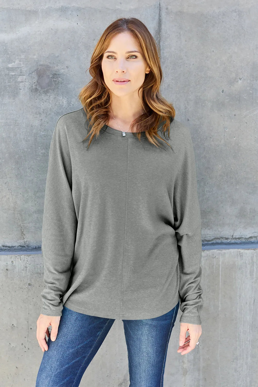 Double Take Full Size Round Neck Long Sleeve T-Shirt | STAHlin RADIANCE
