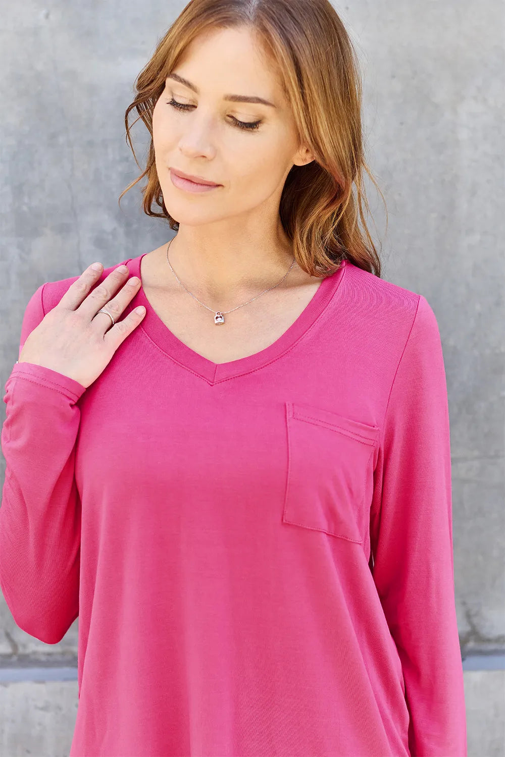 Basic Bae Full Size V-Neck Long Sleeve Top | STAHlin RADIANCE