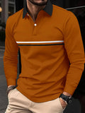 Men's Full Size Collared Neck Long Sleeve Polo Plus Size | STAHlin RADIANCE
