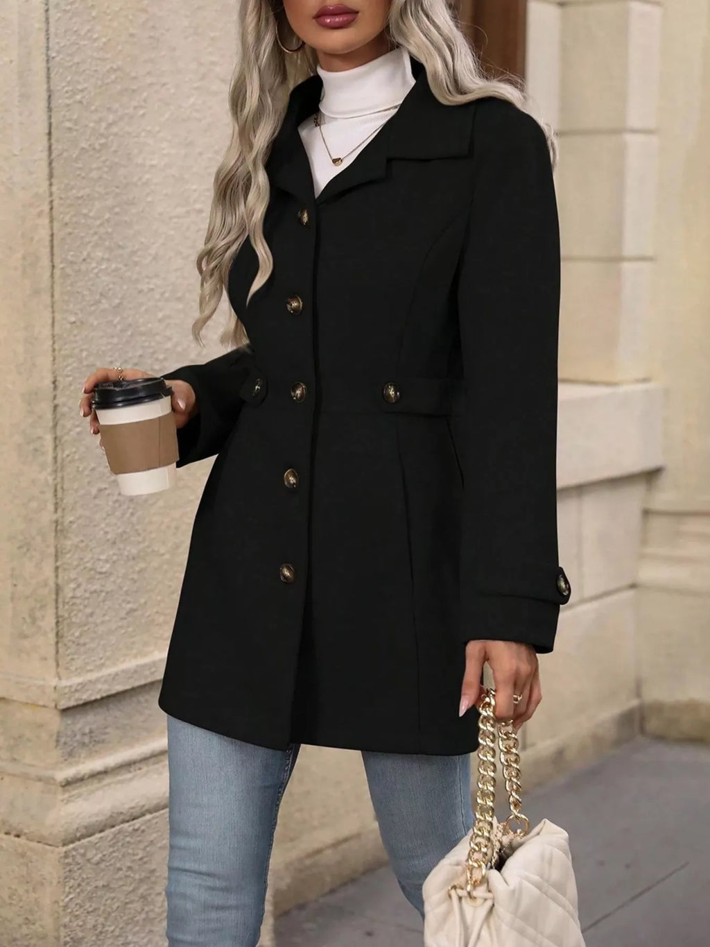 Single-Breasted Long Sleeve Coat | STAHlin RADIANCE