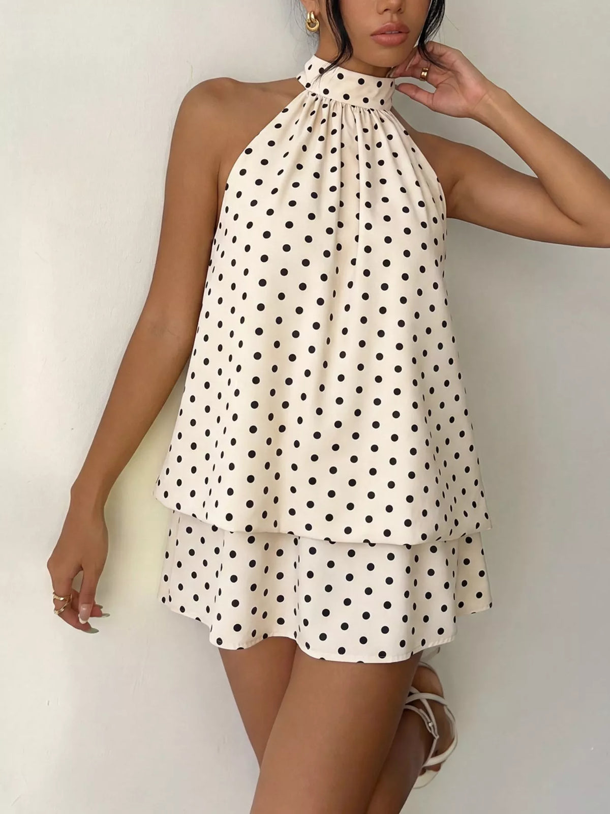 Polka Dot Halter Neck Mini Dress | STAHlin RADIANCE