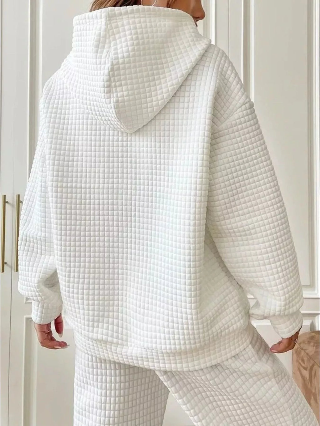 Full Size Textured Kangaroo Pocket Hoodie Plus Size | STAHlin RADIANCE