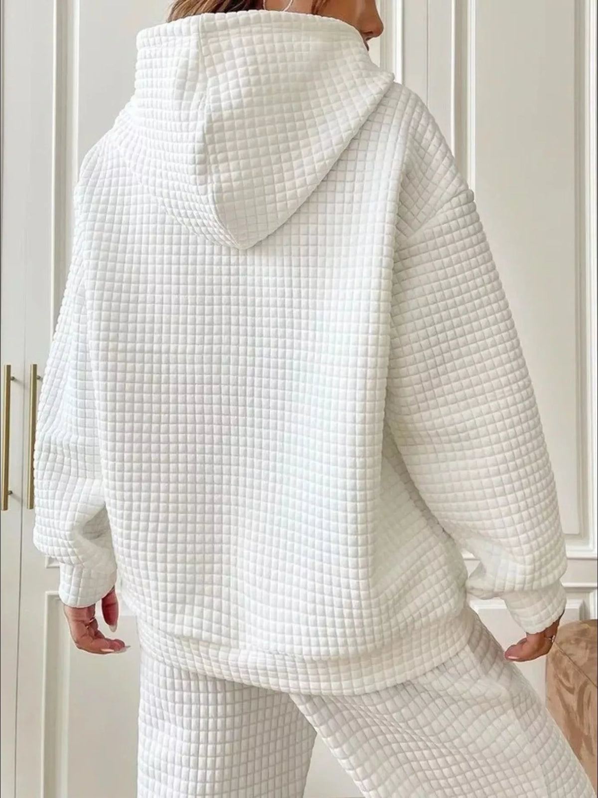 Full Size Textured Kangaroo Pocket Hoodie Plus Size | STAHlin RADIANCE