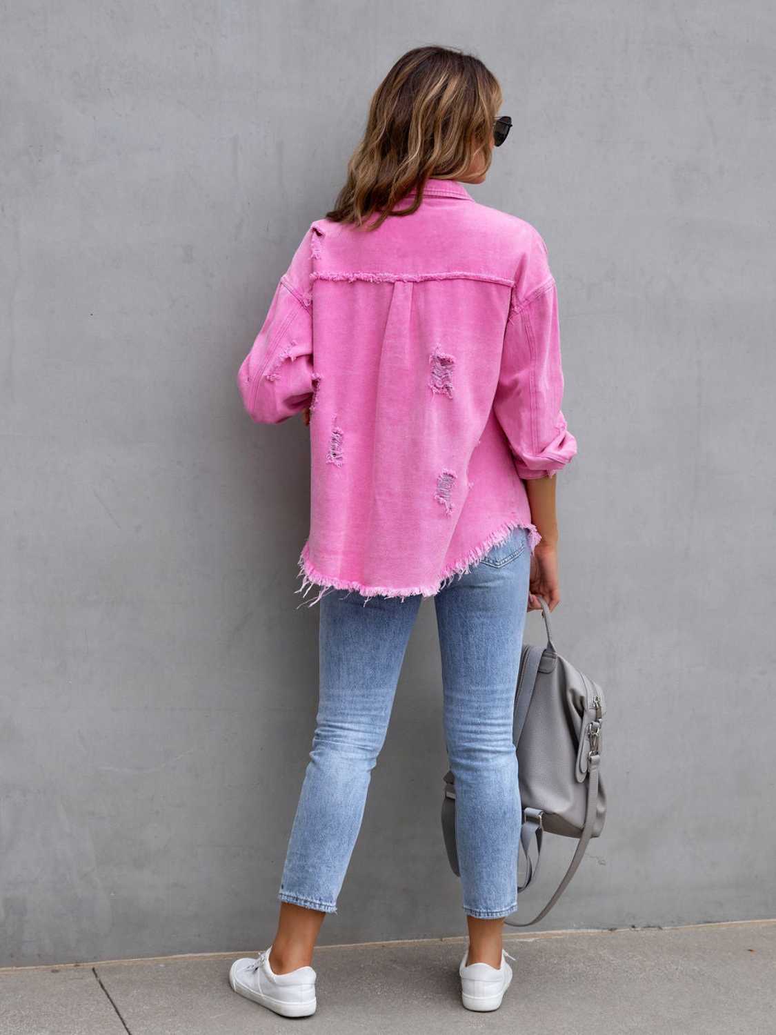 Distressed Drop Shoulder Denim Jacket | STAHlin RADIANCE