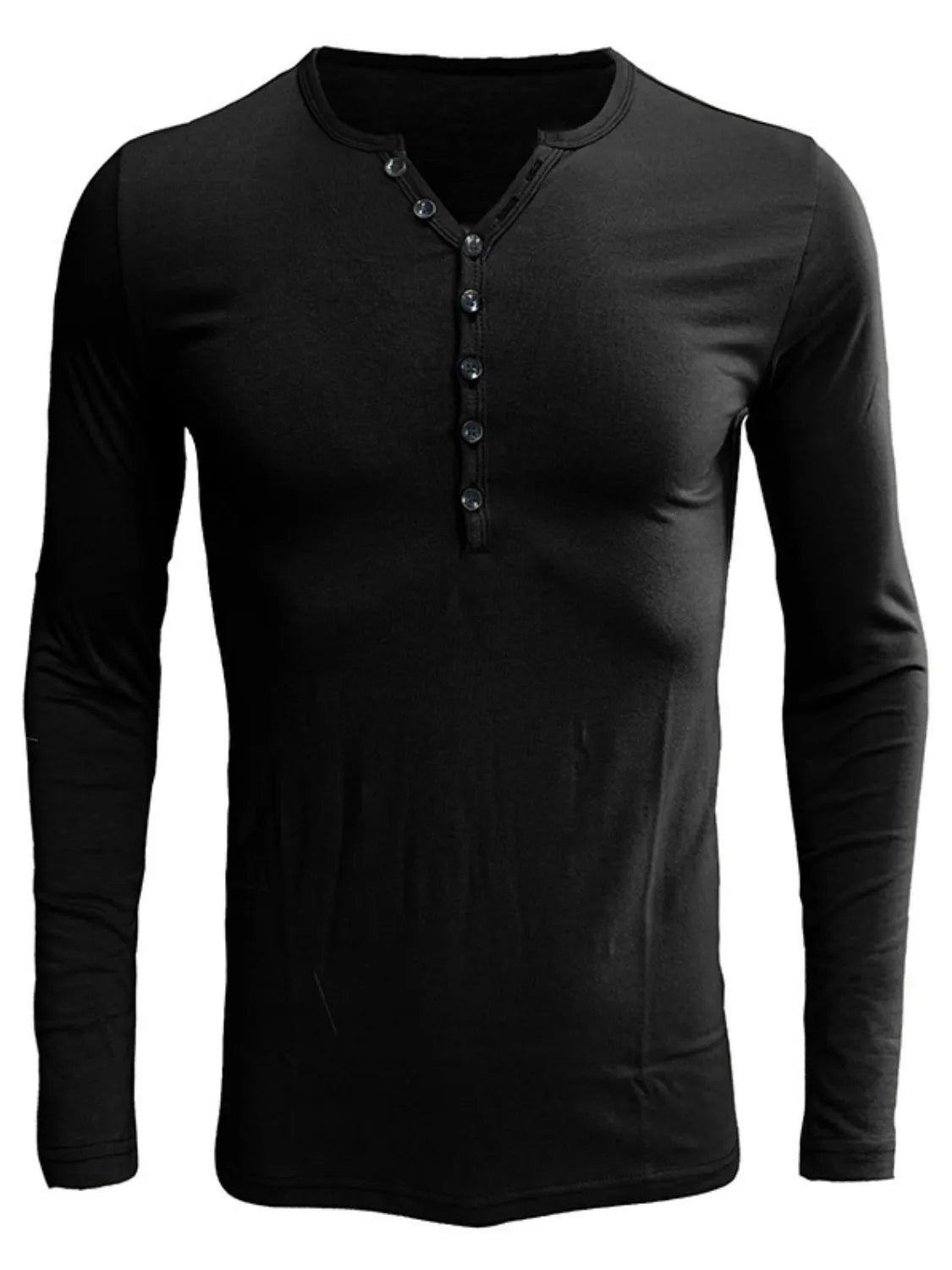 Men's Full Size Notched Long Sleeve Top Plus Size | STAHlin RADIANCE