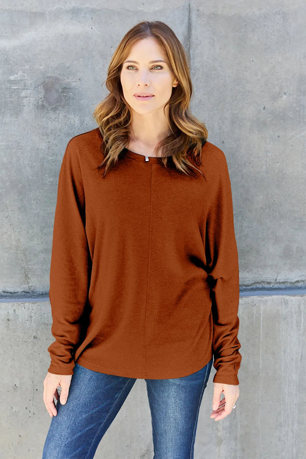 Double Take Full Size Round Neck Long Sleeve T-Shirt | STAHlin RADIANCE