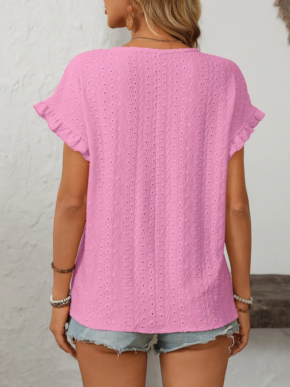 Mandy Eyelet Round Neck Short Sleeve Top | STAHlin RADIANCE
